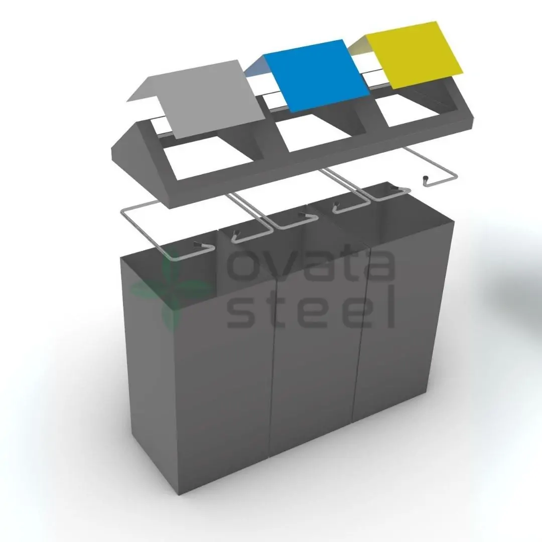 Ovata-426 3-Compartment Recycling Bin – view 2