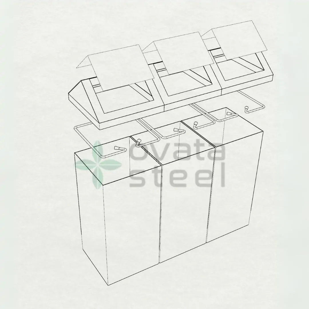 Ovata-426 3-Compartment Recycling Bin – view 5