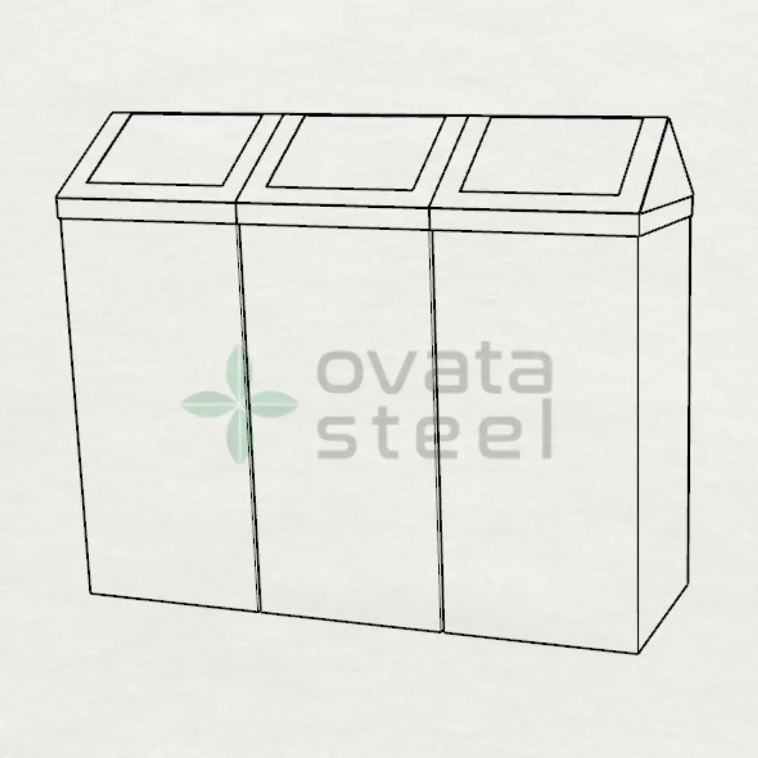 Ovata-426 3-Compartment Recycling Bin – view 4