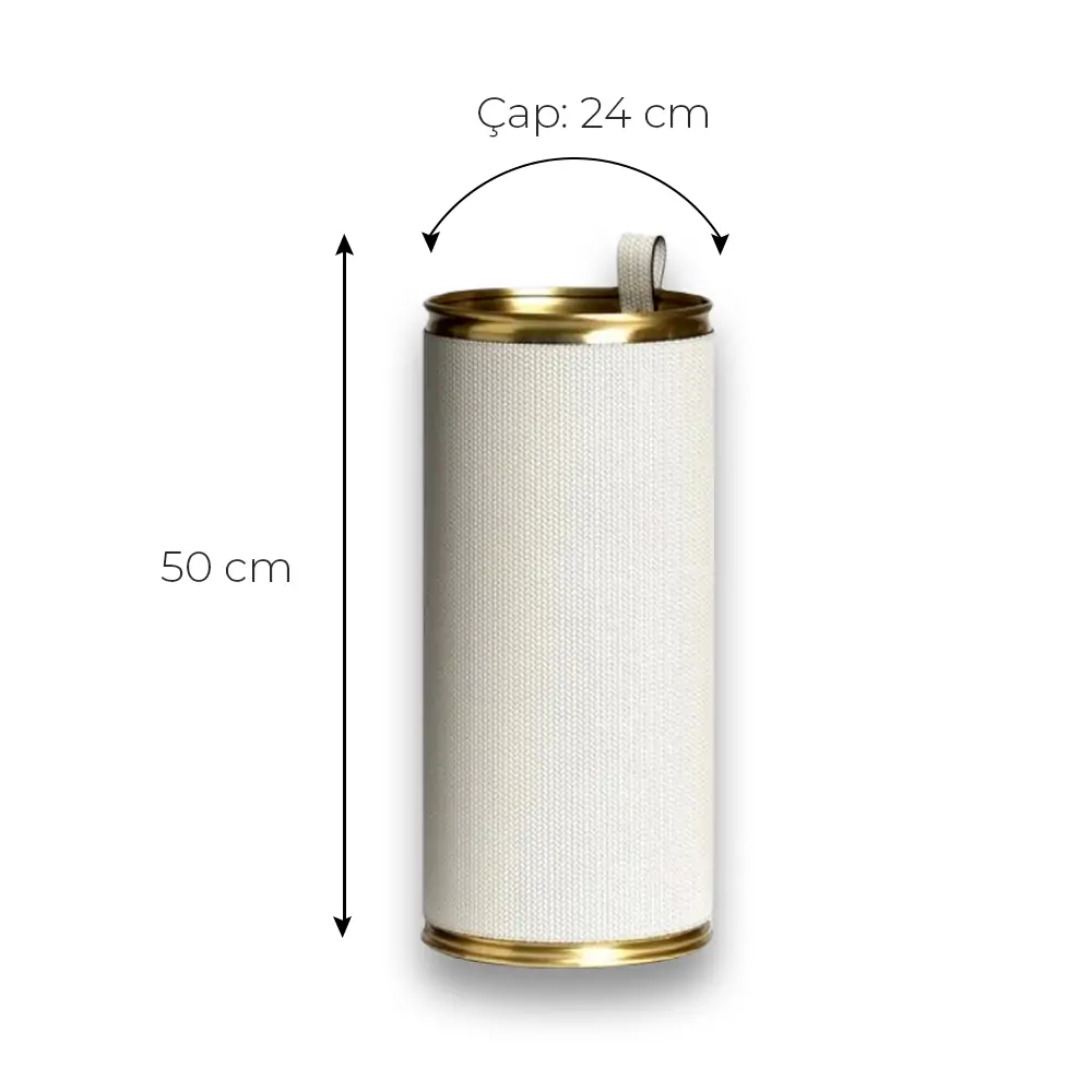 Ovata-105 Deri Kaplı Krem Renkli Metal Şemsiyelik