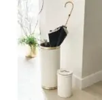 Ovata-105 Deri Kaplı Krem Renkli Metal Şemsiyelik