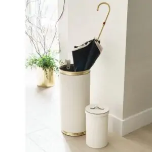 Ovata-105 Deri Kaplı Krem Renkli Metal Şemsiyelik