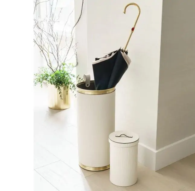 Ovata-105 Deri Kaplı Krem Renkli Metal Şemsiyelik
