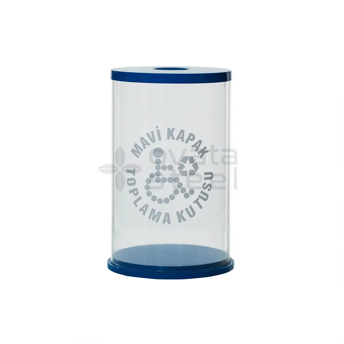 mavi-kapak-kutusu Ovata-904 Bottle Cap Collection Box (Clear Body)