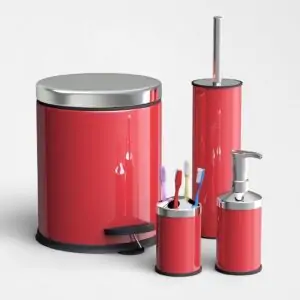 Ovata 4056 4'lü Banyo Seti Paslanmaz Kapak (Kırmızı)