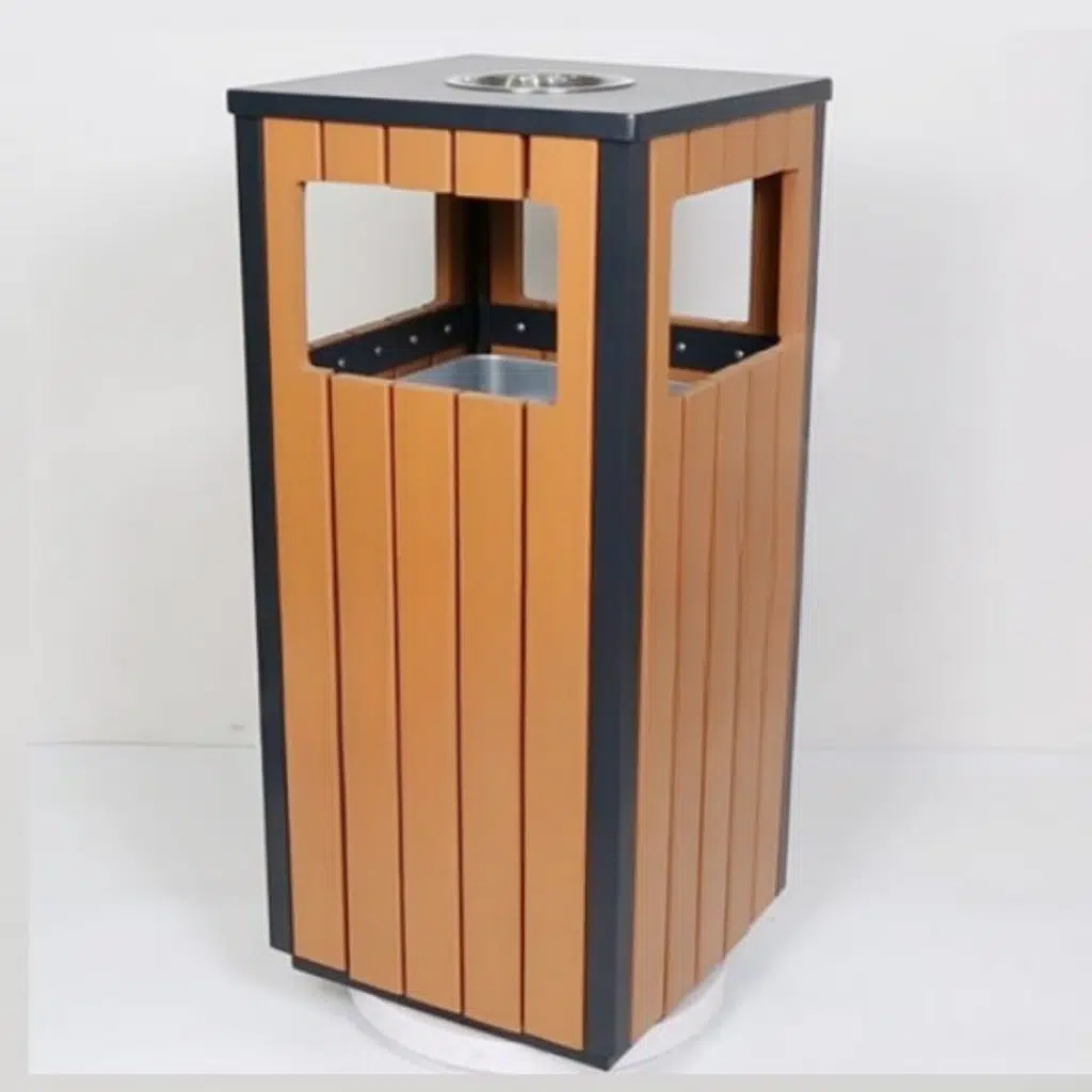 Ovata-707 Wood Open Space Trash Can