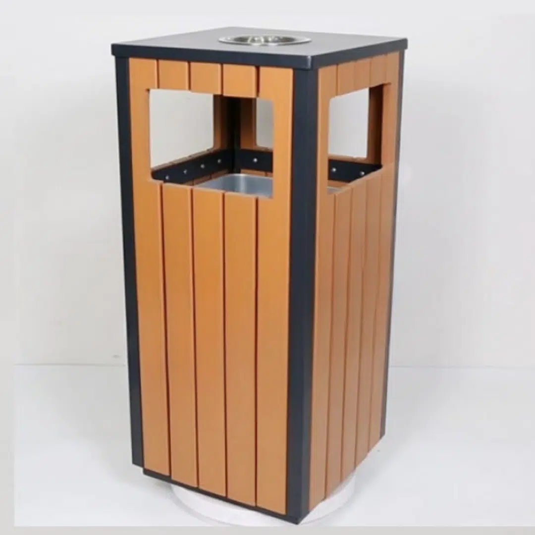 Ovata-707 Wood Open Space Trash Can