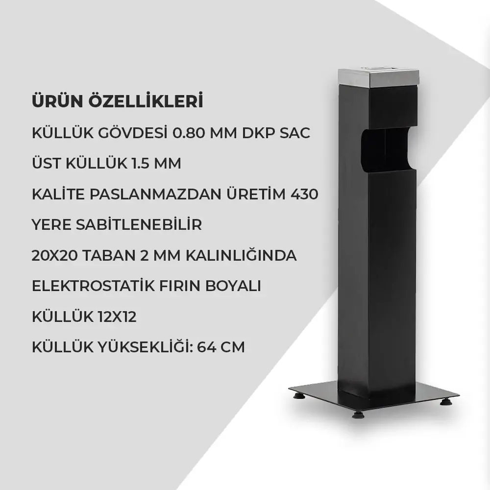 Ovata-203 Kare Ayaklı Küllük – görsel 6