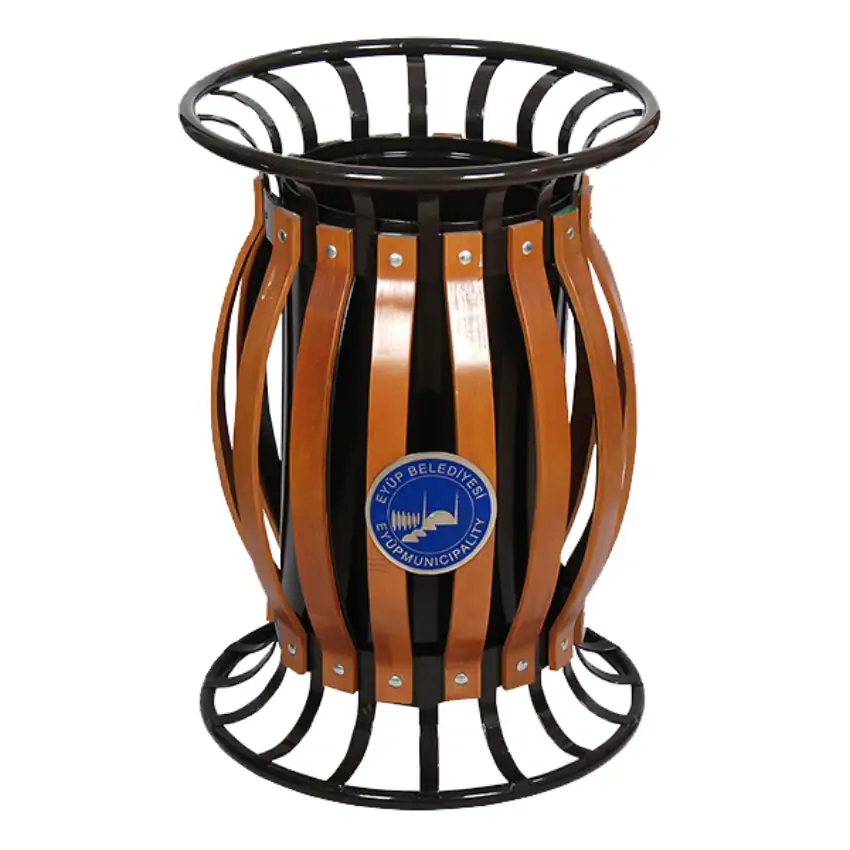 Ovata-609 Wood Open Space Trash Can