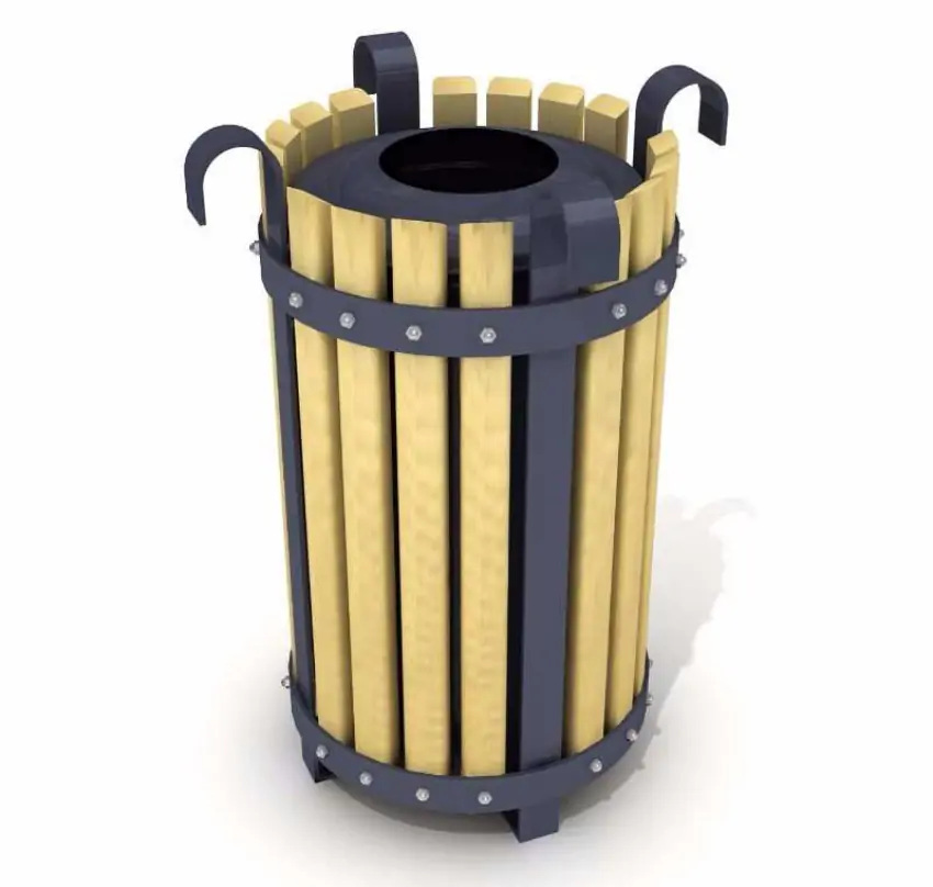 Ovata-610 Wood Open Space Trash Can