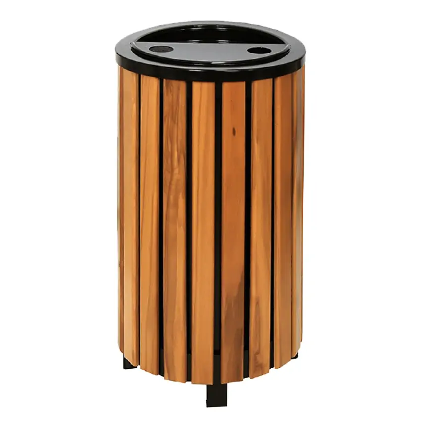 Ovata-614 Wood Open Space Trash Can