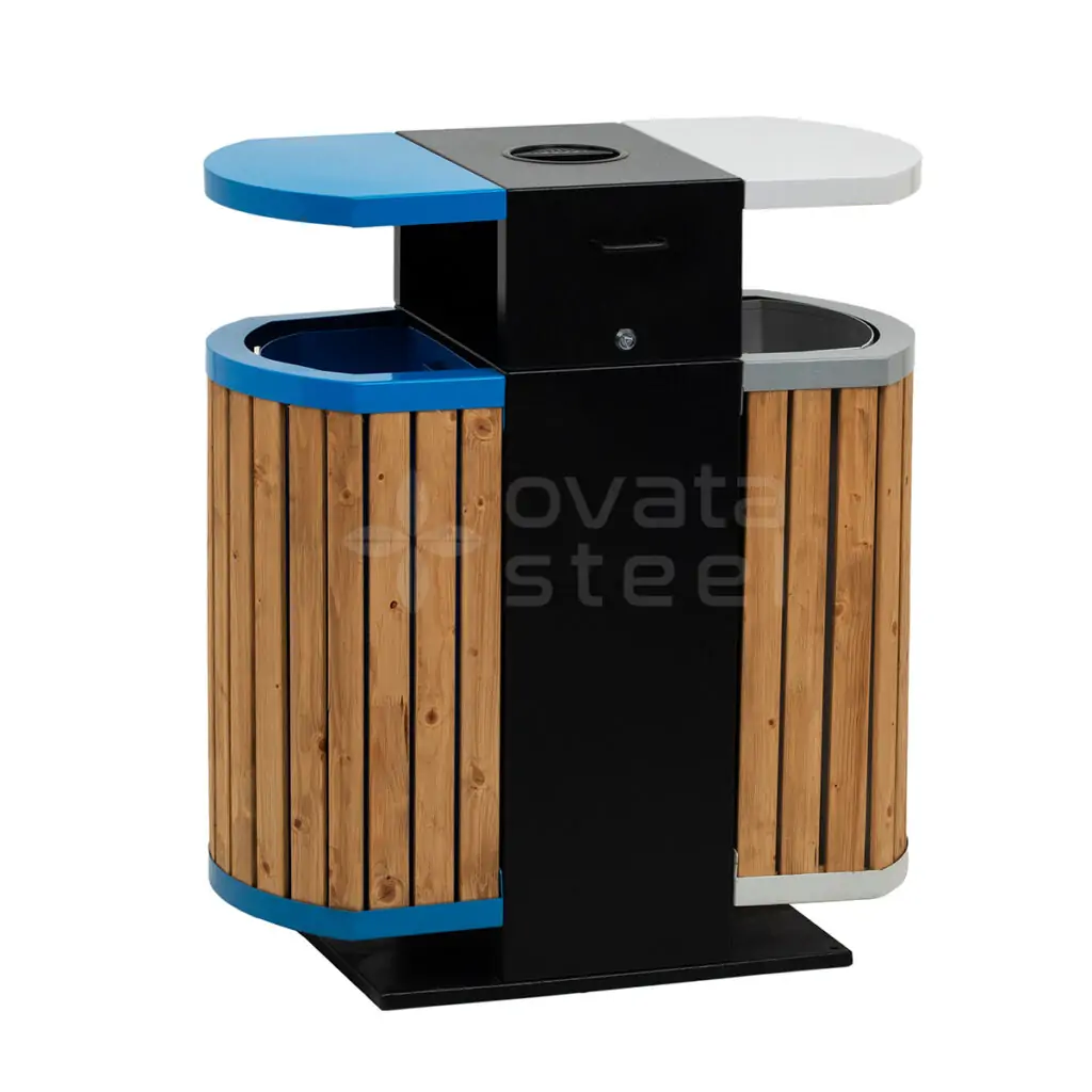 Ovata-616 Wood Open Space Trash Can
