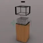 Ovata-612 Wood Open Space Trash Can – view 2