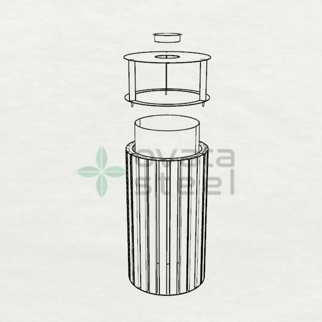 Ovata-615 Ahşaplı Dış Mekan Çöp Kovası