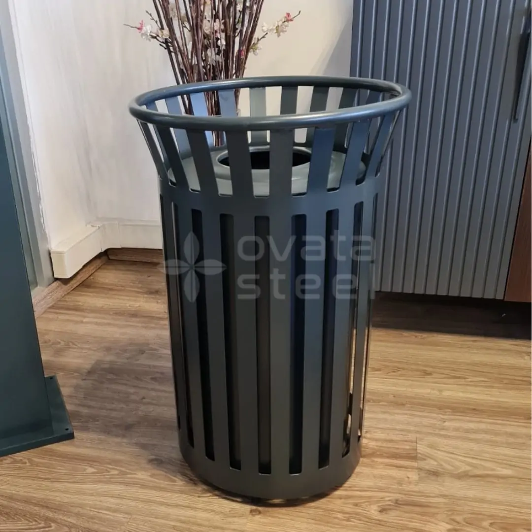 Ovata-607 Outdoor Cage Metal Trash Can – view 3