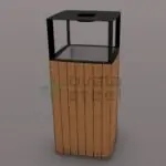 Ovata-612 Wood Open Space Trash Can – view 3