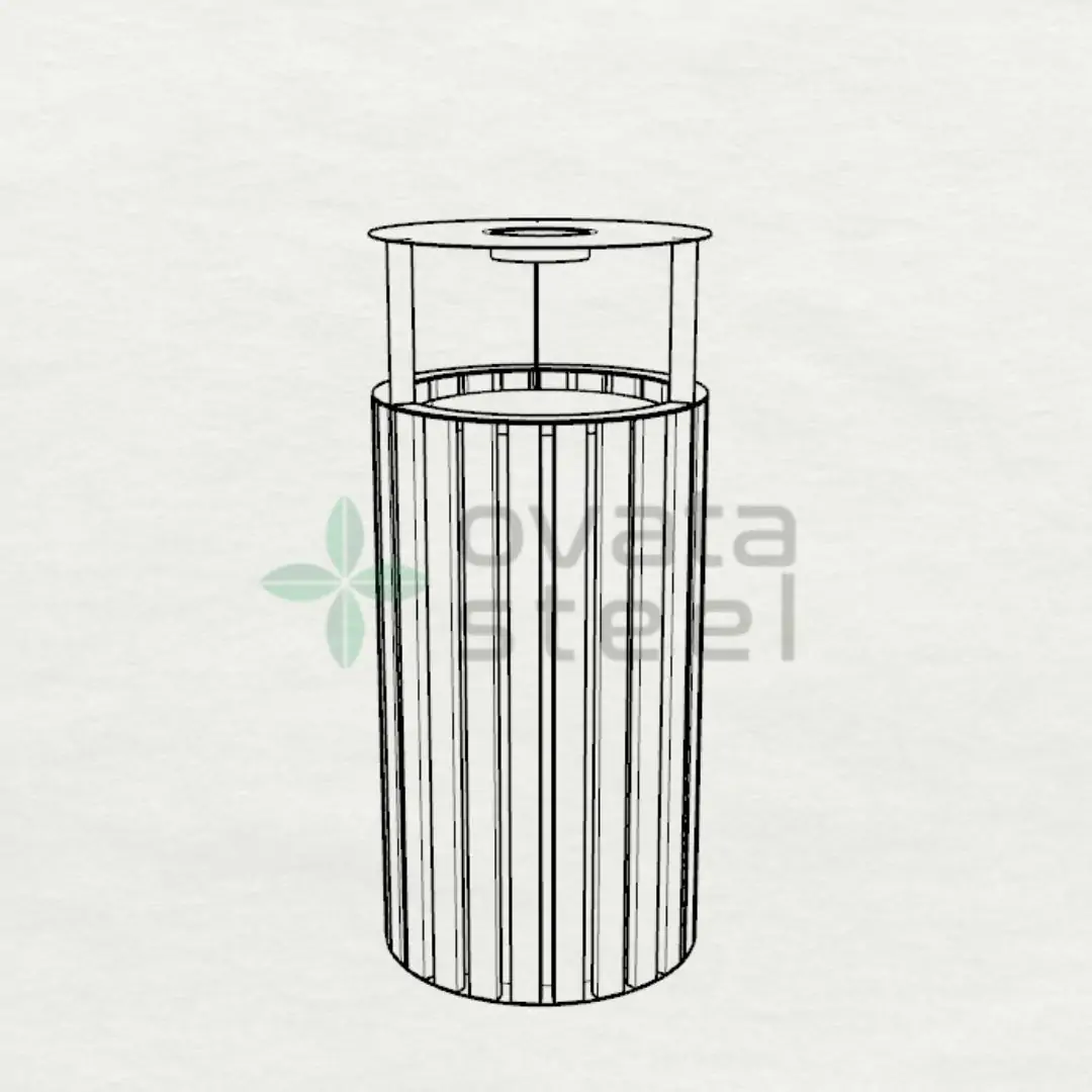 Ovata-615 Ahşaplı Dış Mekan Çöp Kovası
