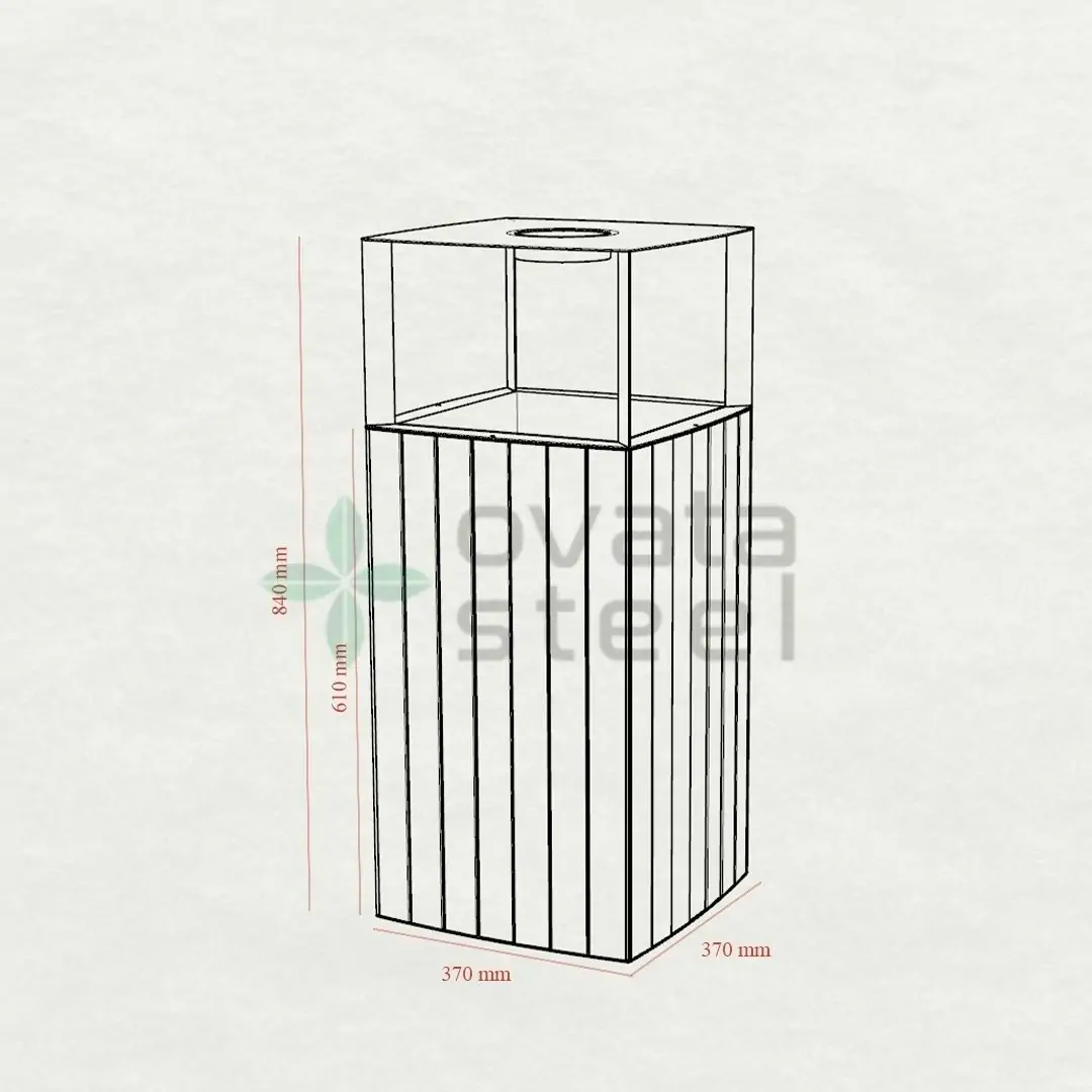Ovata-612 Wood Open Space Trash Can – view 4