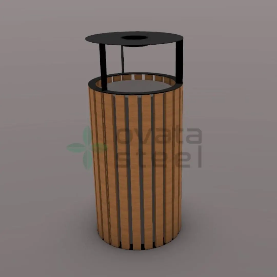 Ovata-615 Ahşaplı Dış Mekan Çöp Kovası
