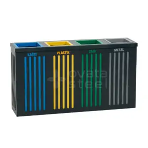 Ovata-400 4-Compartment Powder-Coated Recycling Bin
