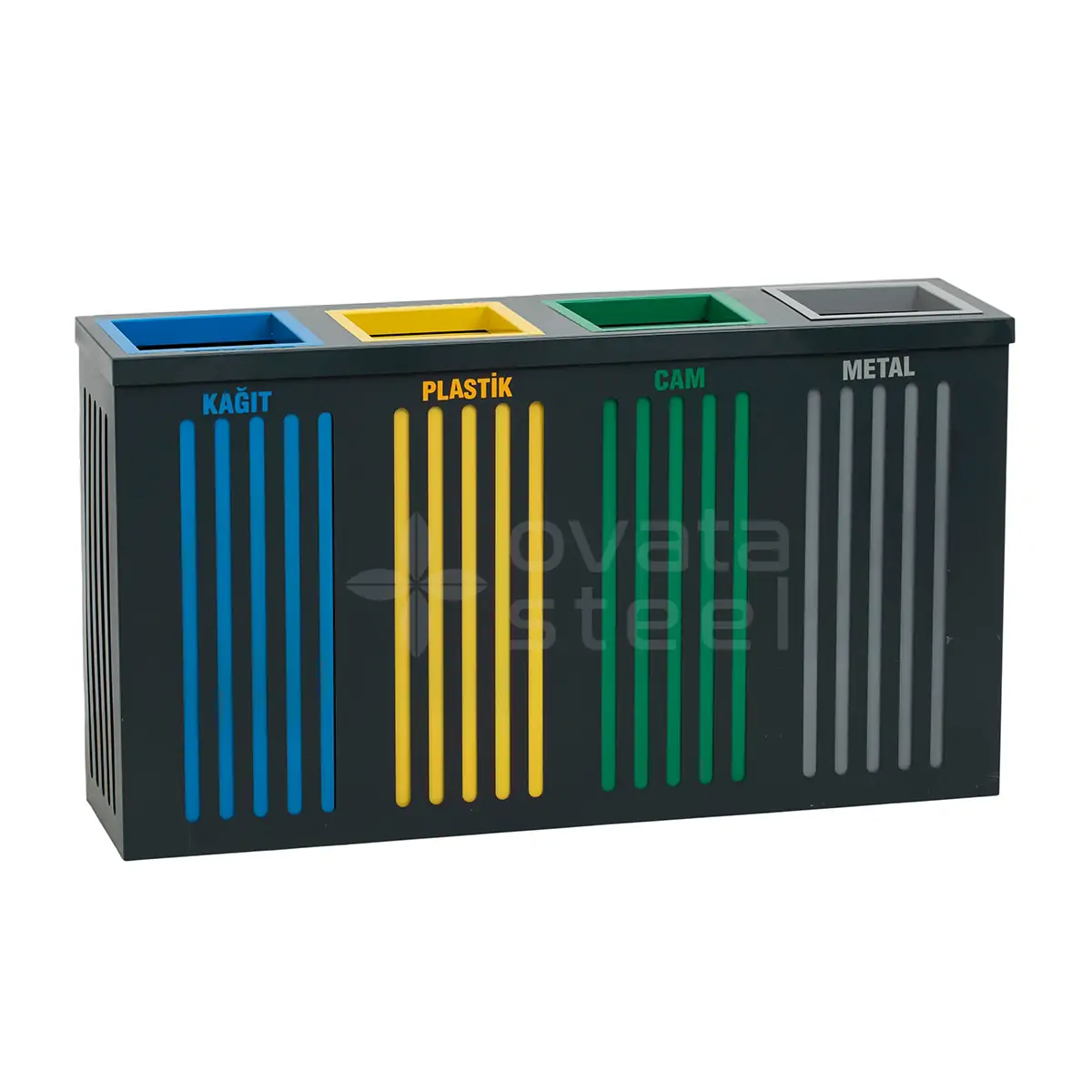Ovata-400 4-Compartment Powder-Coated Recycling Bin