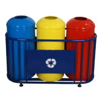 Ovata-410 3-Compartment Powder-Coated Recycling Bin