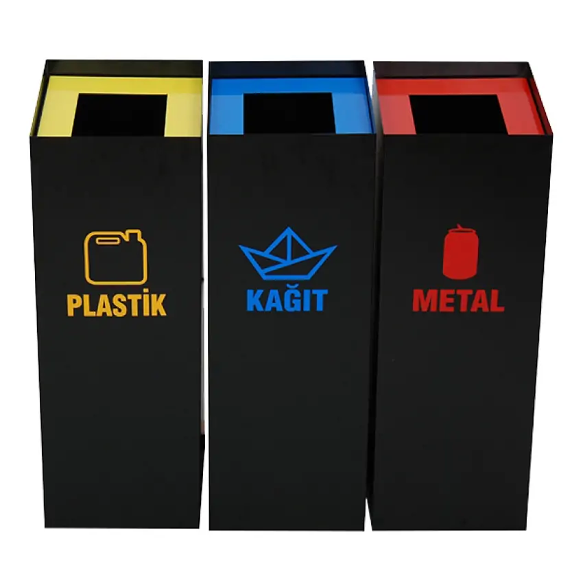 Ovata-411 Fırın Boyalı Metal Siyah Kare Sıfır Atık Ünitesi