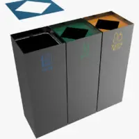Ovata-417 3-Compartment Powder-Coated Recycling Bin