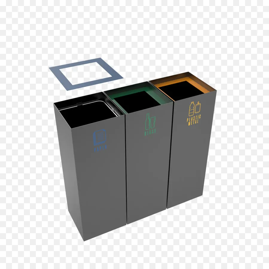 Ovata-418 3-Compartment Powder-Coated Recycling Bin