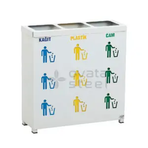 Ovata-437 3-Compartment Recycling Bin with Battery Box