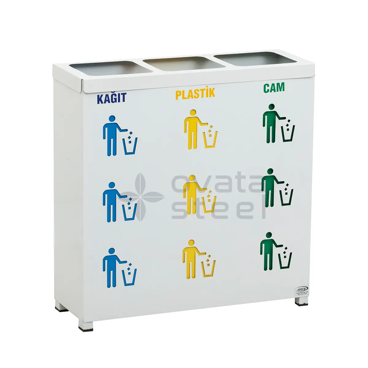 recycling- bins 01437 Ovata-437 3-Compartment Recycling Bin with Battery Box