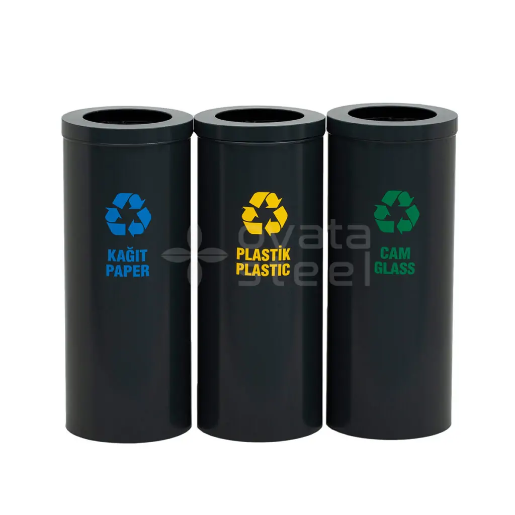 Ovata-450 3-Compartment Recycling Bin