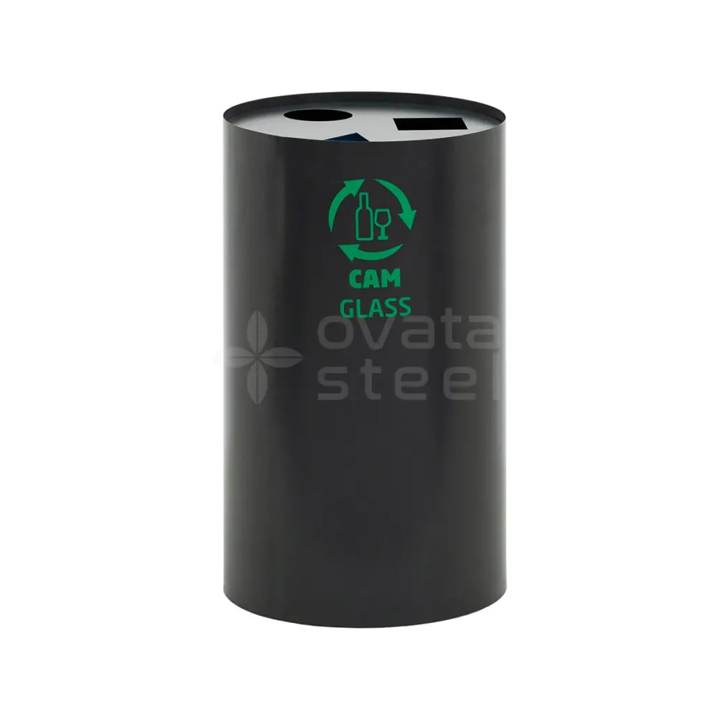 Ovata-451 3-Compartment Powder-Coated Recycling Bin