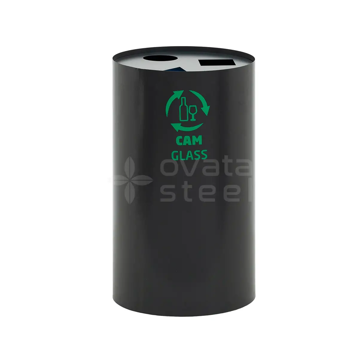 recycling- bins 01451 Ovata-451 3-Compartment Powder-Coated Recycling Bin