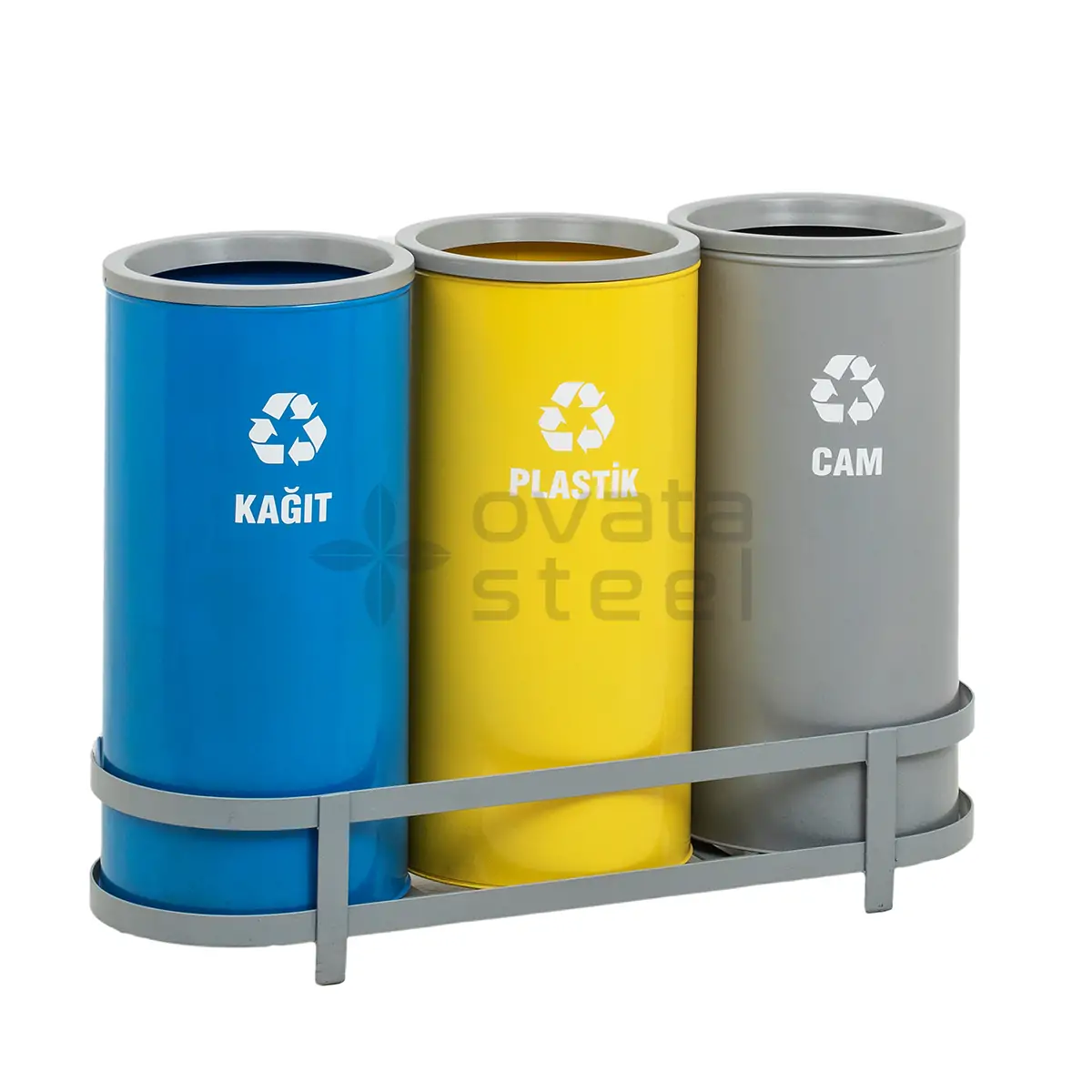 recycling- bins 01453 Ovata-453 3-Compartment Recycling Bin