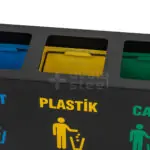 Ovata-408 4-Compartment Powder-Coated Recycling Bin – view 2