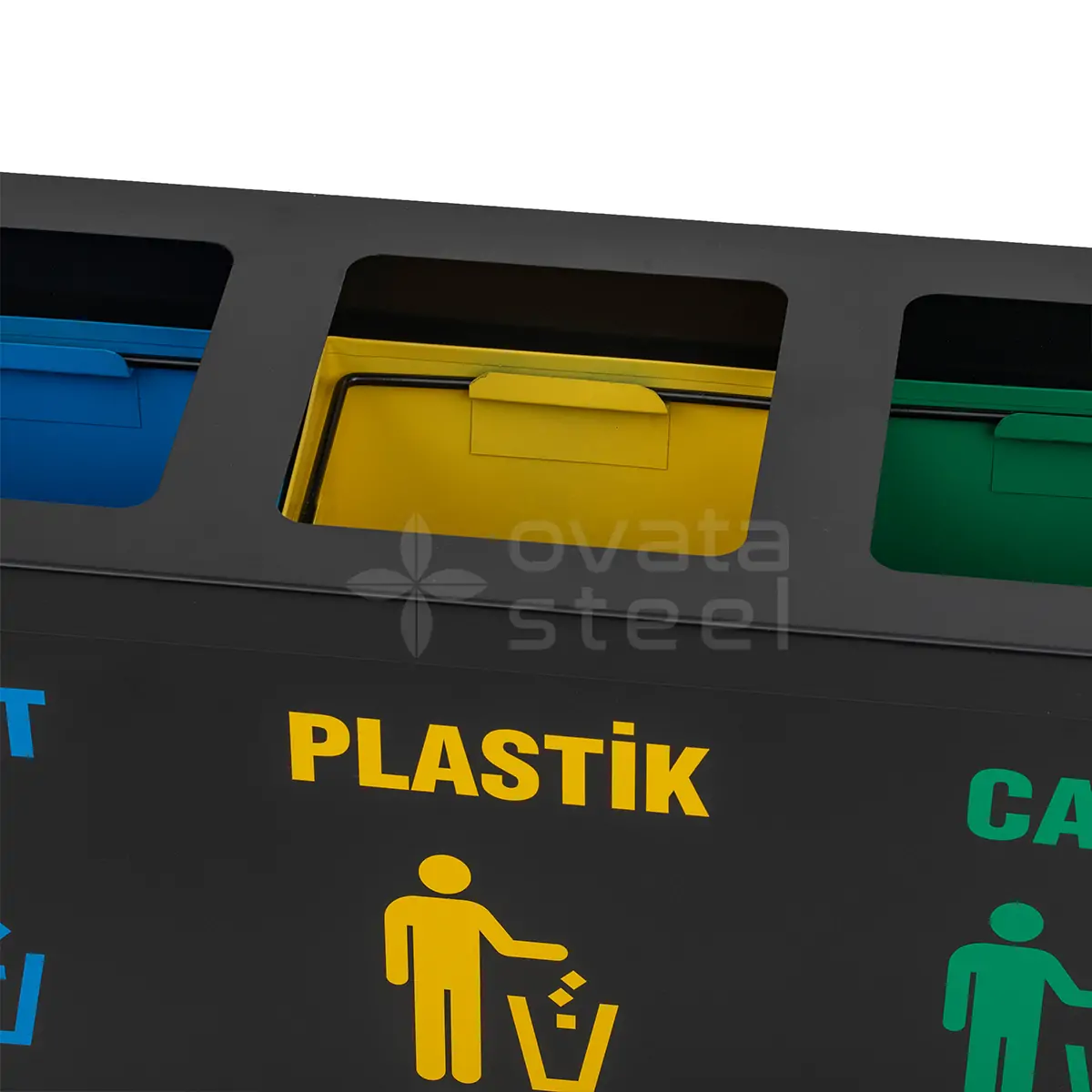 Ovata-408 4-Compartment Powder-Coated Recycling Bin – view 2