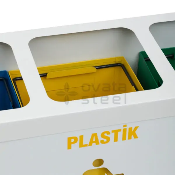 Ovata-437 3-Compartment Recycling Bin with Battery Box – view 2