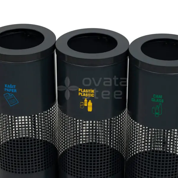 Ovata-449 3-Compartment Recycling Bin – view 2