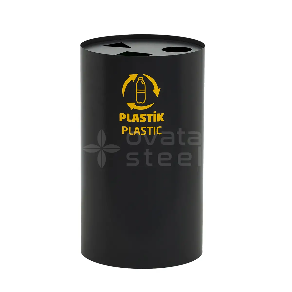 Ovata-451 3-Compartment Powder-Coated Recycling Bin – view 2