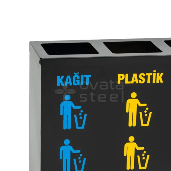 Ovata-408 4-Compartment Powder-Coated Recycling Bin – view 3