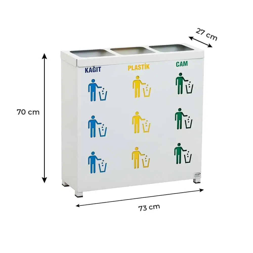 Ovata-437 3-Compartment Recycling Bin with Battery Box – view 3