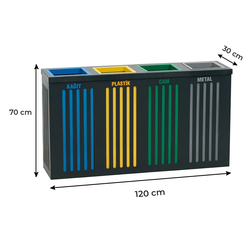 Ovata-400 4-Compartment Powder-Coated Recycling Bin – view 4