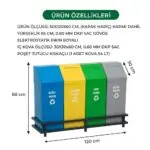 Ovata-444 4'lü + Hazneli + Yaylı Kapaklı Geri Dönüşüm Kutusu