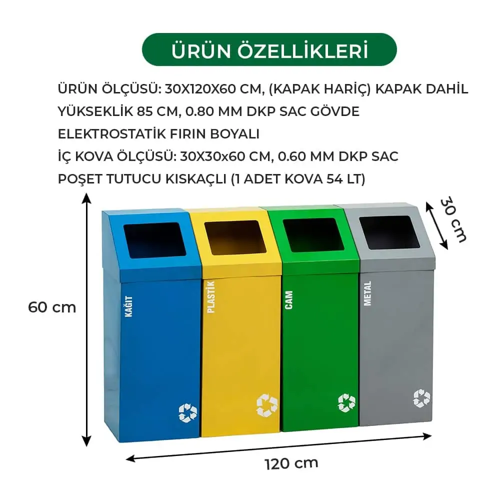 Ovata-445 4-Compartment Recycling Bin – view 4