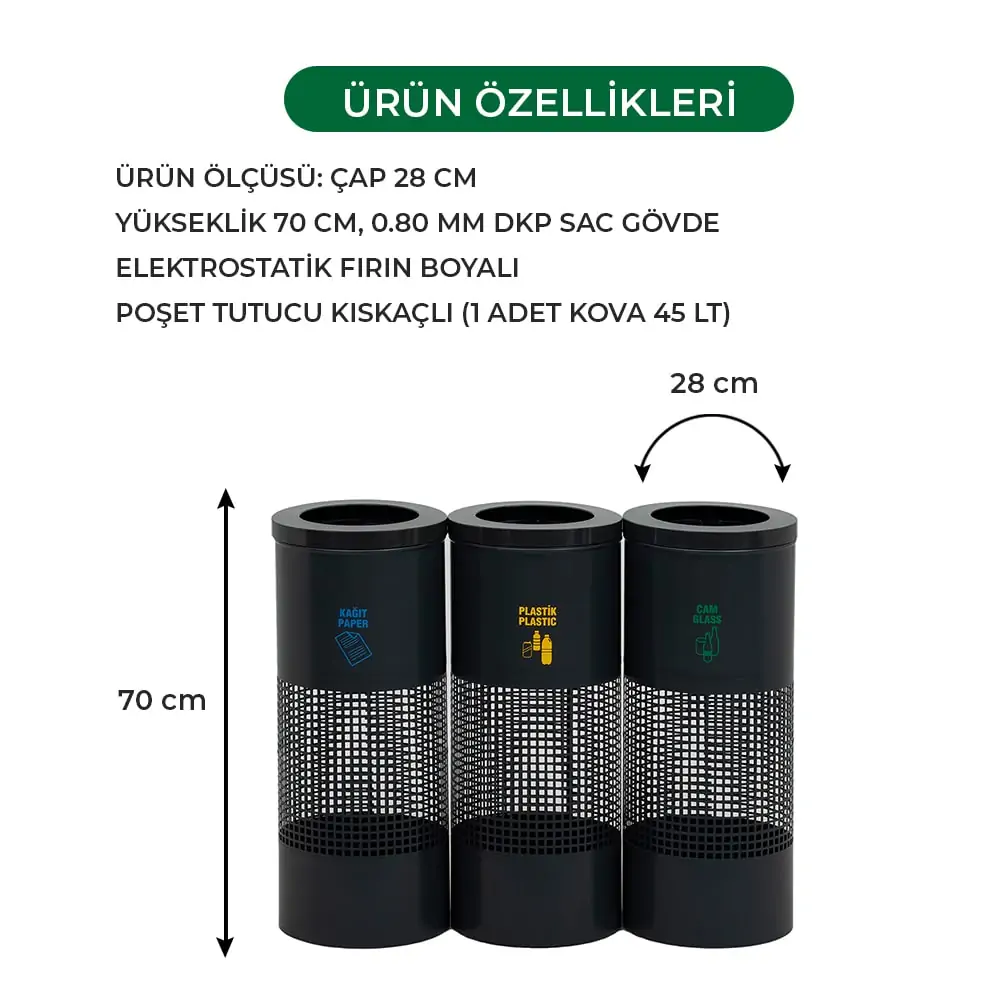 Ovata-449 3-Compartment Recycling Bin – view 6