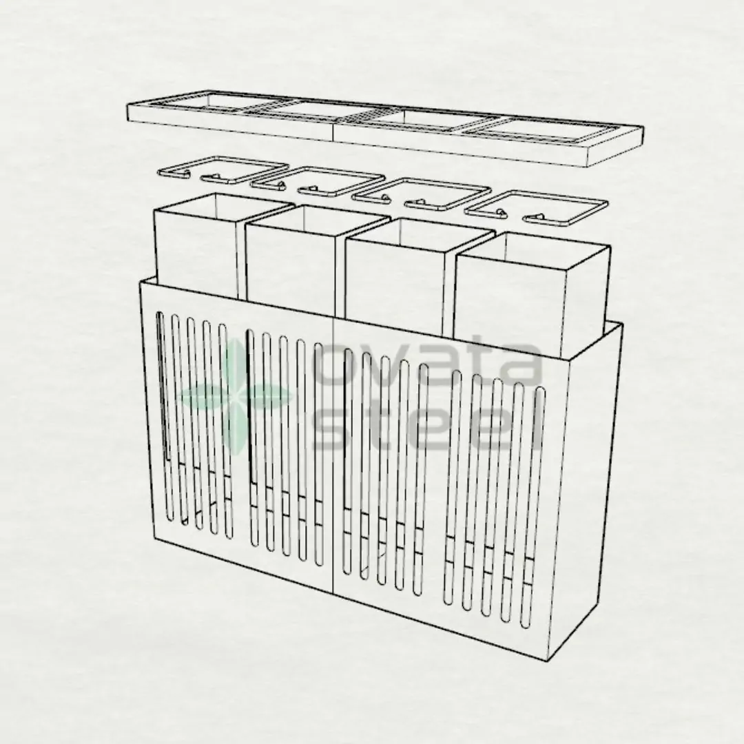 Ovata-400 4-Compartment Powder-Coated Recycling Bin – view 7
