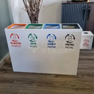 Ovata-454 4-Compartment Recycling Bin with Battery Box