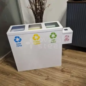 Ovata-438 3-Compartment Recycling Bin with Battery Box