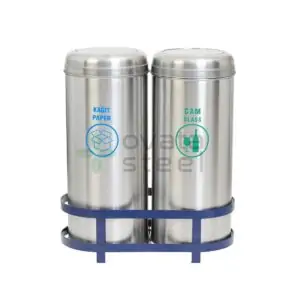 Ovata-502 2'li Paslanmaz Sıfır Atık Kutusu (Hazneli)